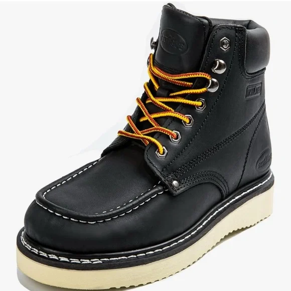 Stylish Black Men's Boots with Orange Laces - Picture 1 of 7